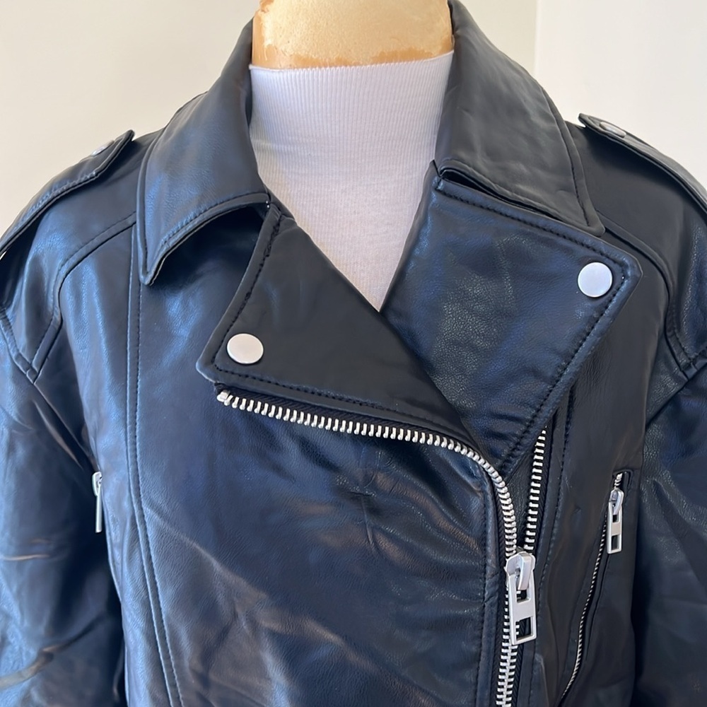 NWOT! Zara small black faux leather biker jacket. - Picture 2 of 13